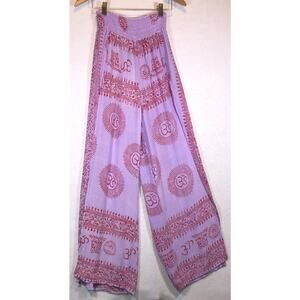 Kathmandu Imports Pants Boho Hippie Harem Split Leg Elastic Hi Waist Purple Sz ?